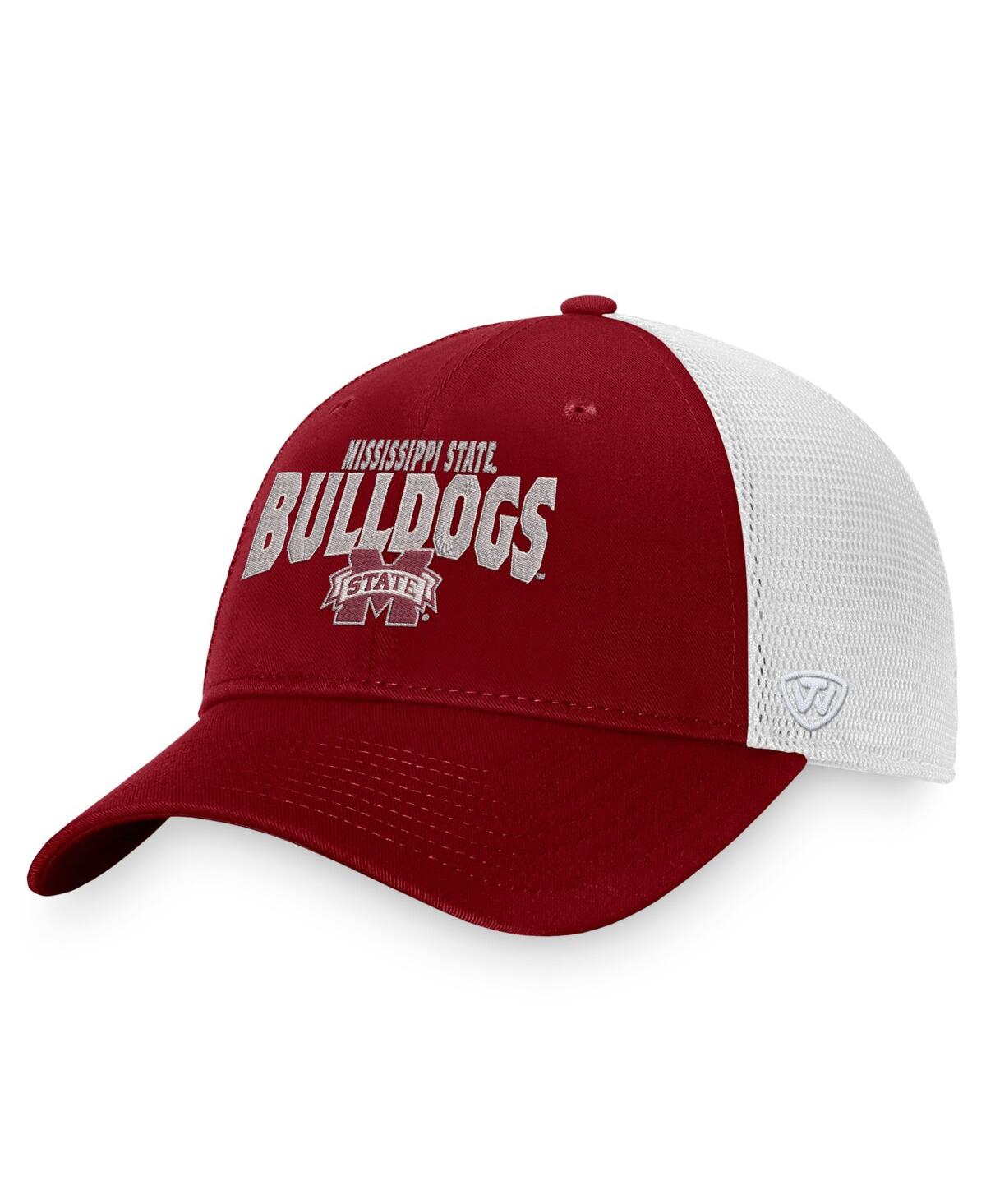 Shop Top Of The World Men's  Maroon, White Mississippi State Bulldogs Breakout Trucker Snapback Hat In Maroon,white