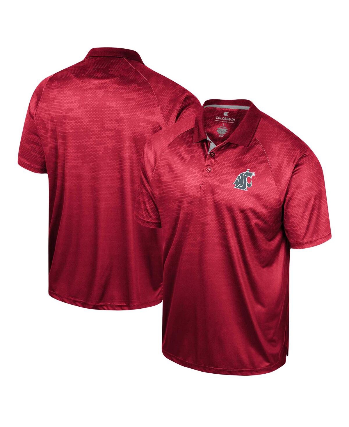 Shop Colosseum Men's  Crimson Washington State Cougars Honeycomb Raglan Polo Shirt