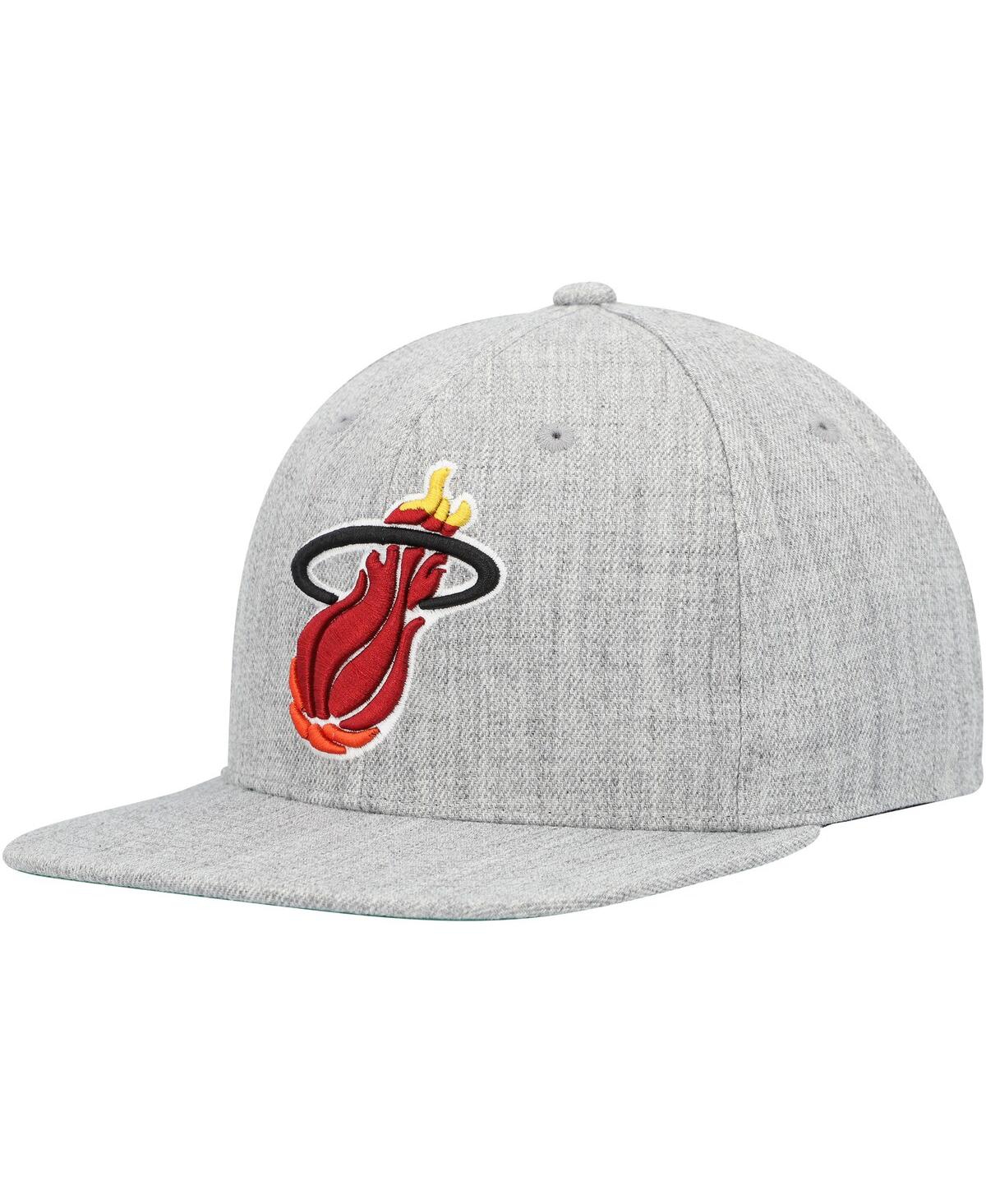 Mitchell & Ness Men's  Heather Gray Miami Heat Hardwood Classics 2.0 Snapback Hat In Heather Gray