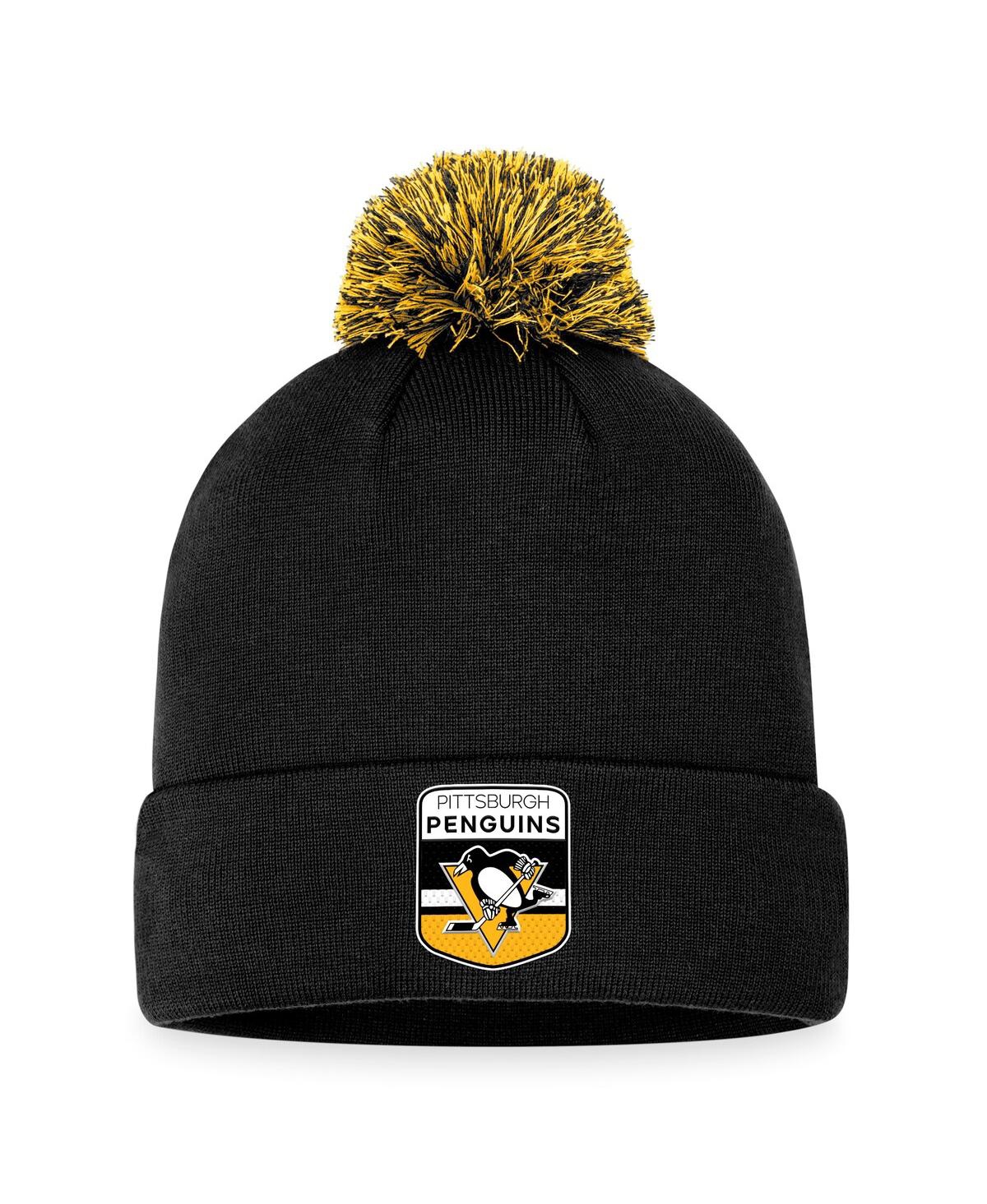 Fanatics Men's  Black Pittsburgh Penguins 2023 Nhl Draft Cuffed Knit Hat With Pom