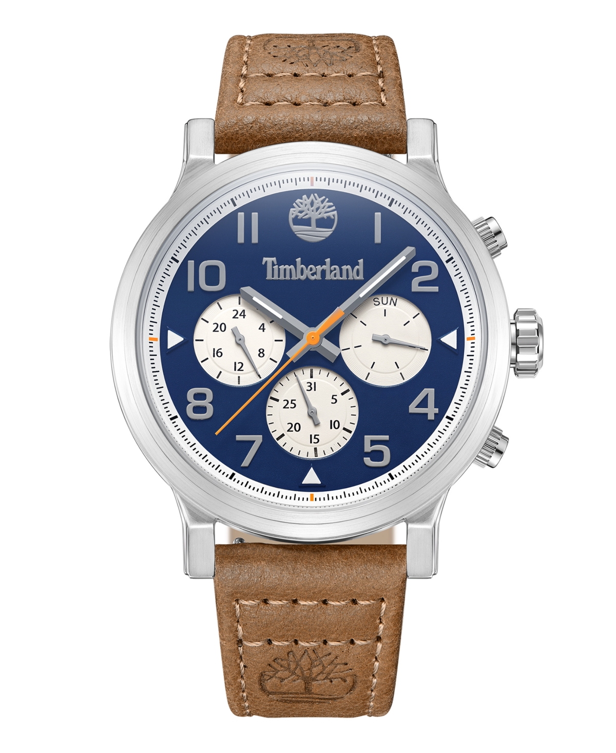 Timberland Men's Quartz Pancher Brown Genuine Leather Strap Watch, 46mm