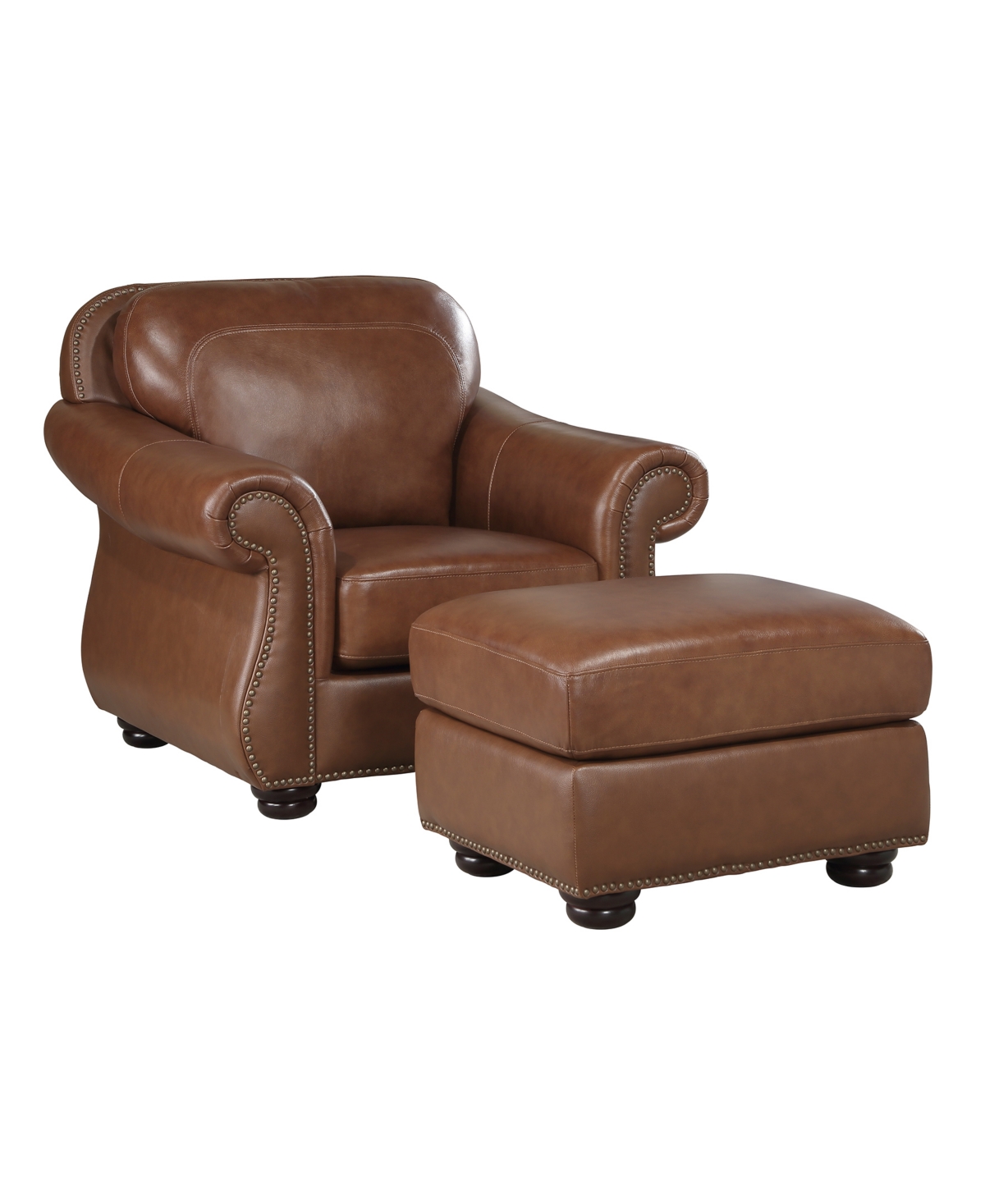 Homelegance White Label Dadeville 28" Leather Match Ottoman In Camel Brown