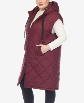 Plus Size Diamond Quilted Hooded Puffer Vest