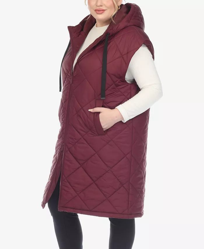 Plus Size Diamond Quilted Hooded Puffer Vest - thumbnail 9