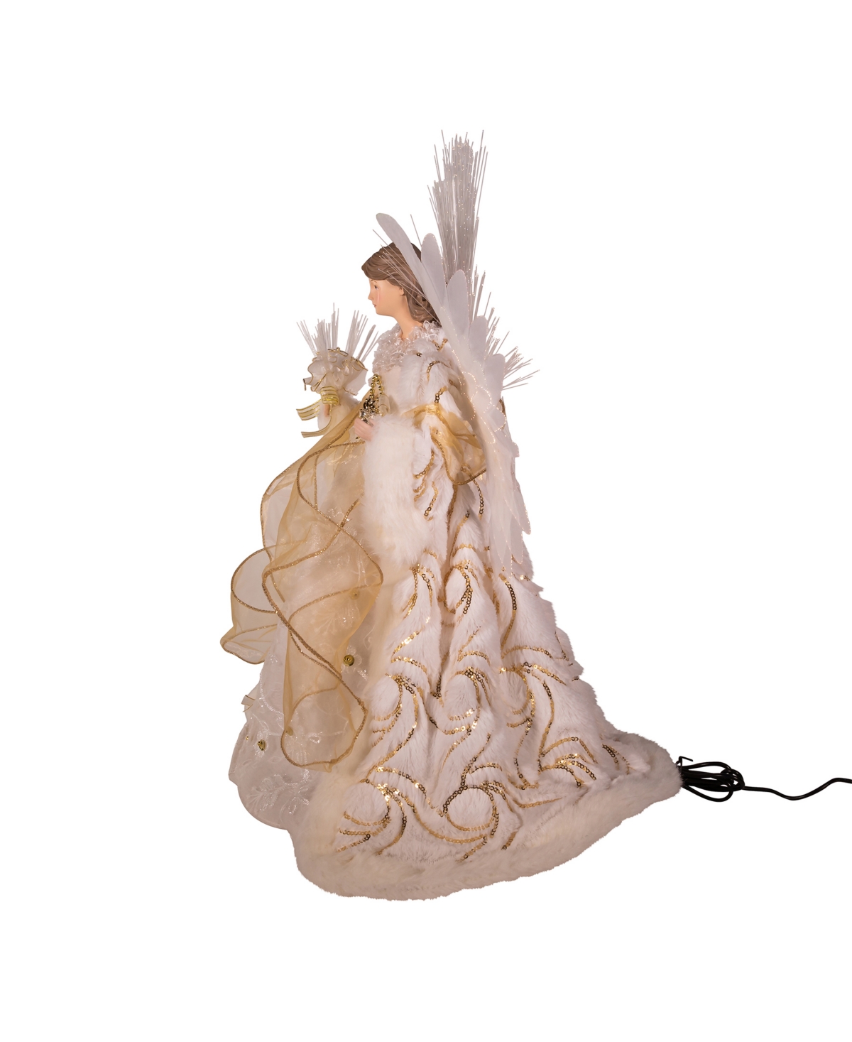 Kurt Adler 16" Fiber Optic Led Angel Tree Topper In Gold