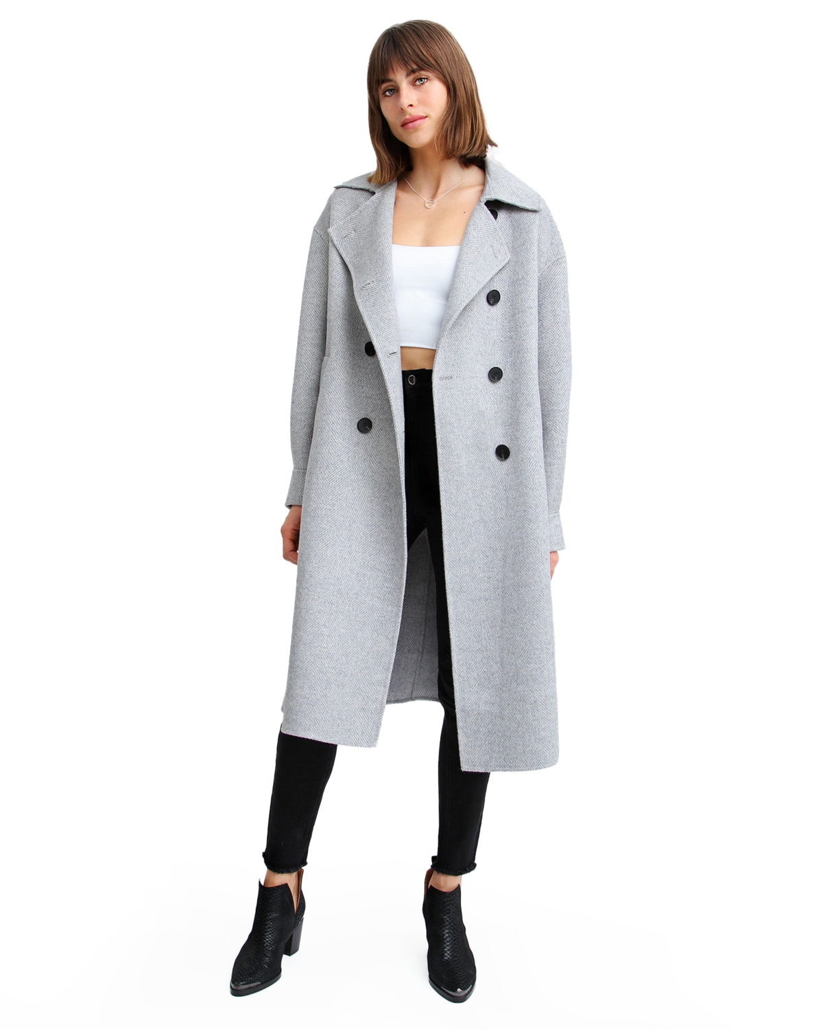 Women's Women Dream Lover Loose Fit Wool Blend Coat - Grey