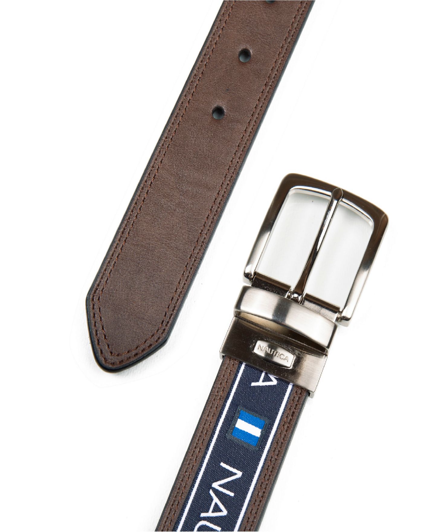 Мужской ремень Nautica Reversible Flag Belt, цвет: Тёмно-синий — фото 6