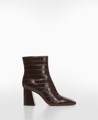 MANGO Women's Croc-Effect Ankle Boots