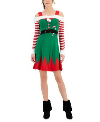 Plant Heart Juniors Elf Cold Shoulder Sweater Dress Macy s