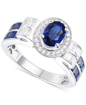 Lab-Grown Emerald (7/8 ct. t.w.) & Lab-Grown White Sapphire (1/3 ct. t.w.) Statement Ring in 14k Gold-Plated Sterling Silver (Also in Additional Gemstones)