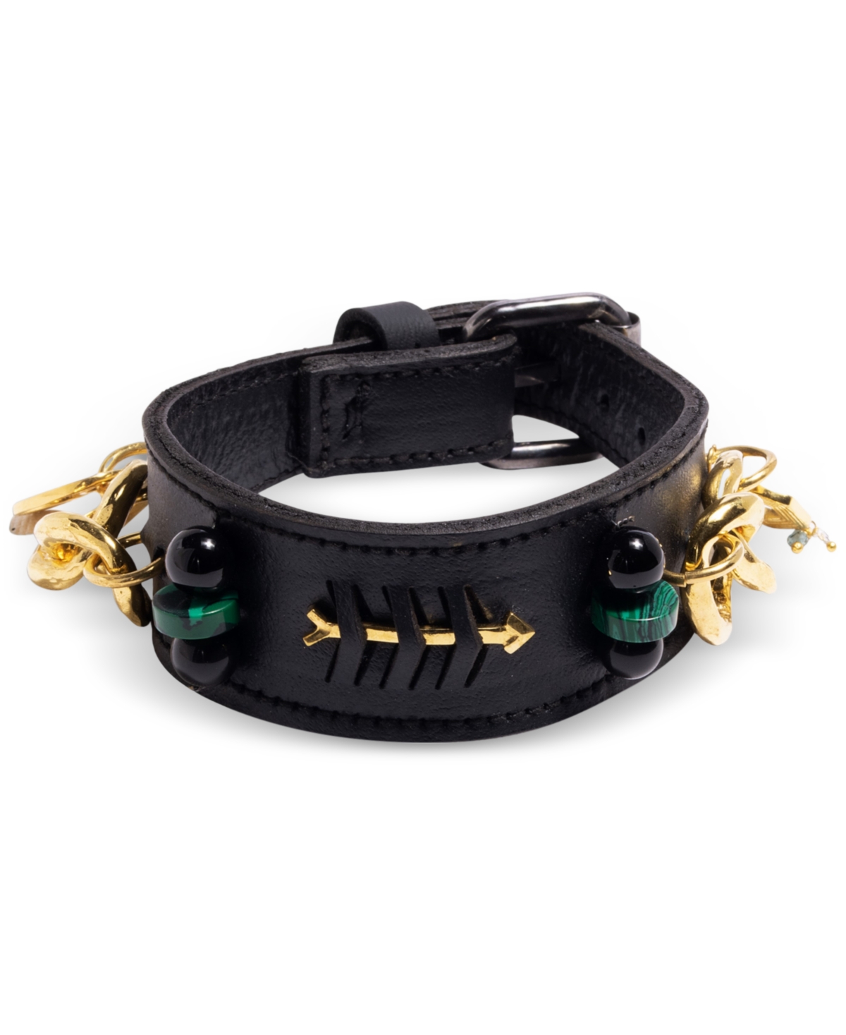 18k Gold-Plated Gemstone Faux Leather Wrap Bracelet - Gld