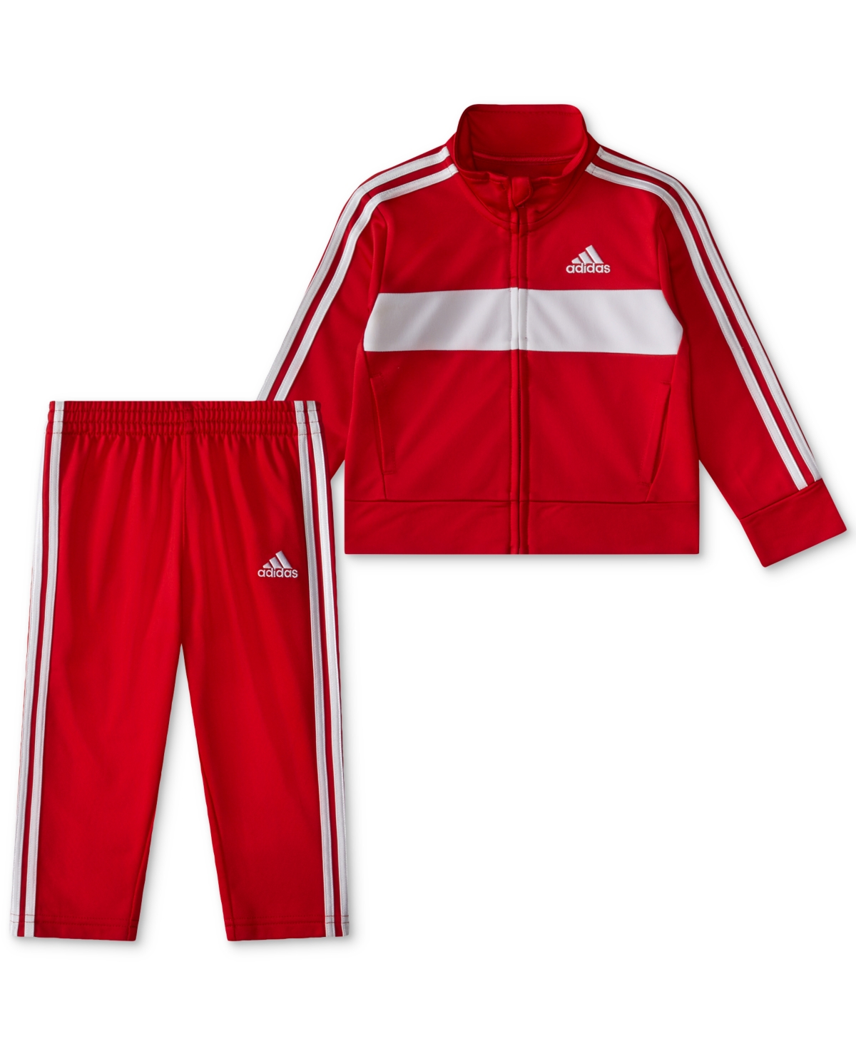 Adidas Originals Baby Boys Essential Tricot Jacket And Pants, 2 Piece Set In Better Scarlet