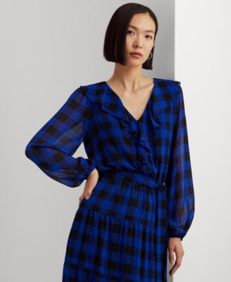Lauren Ralph Lauren Women's Buffalo Check Belted Georgette