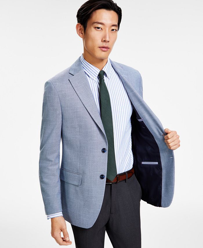 Tommy Hilfiger Men's Modern-Fit Blue Grey Sport Coat - Macy's