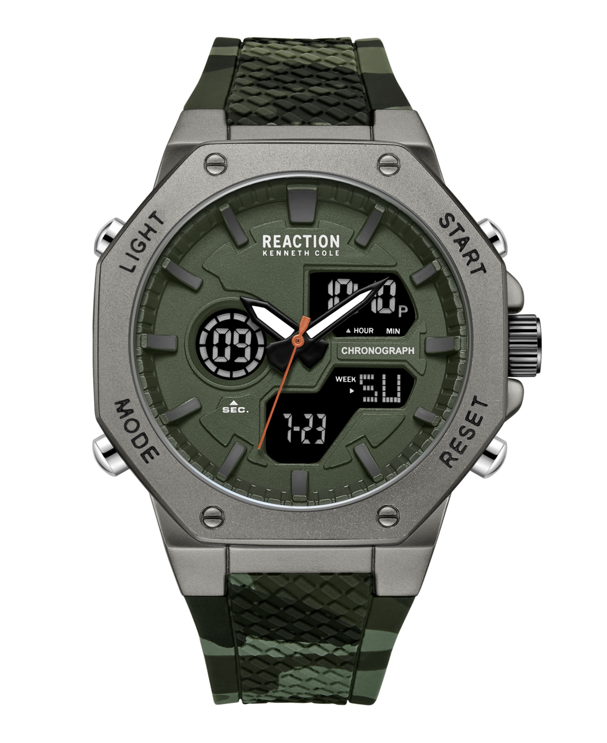 Men's Analog Digital Green Silicone Watch 46mm - Green