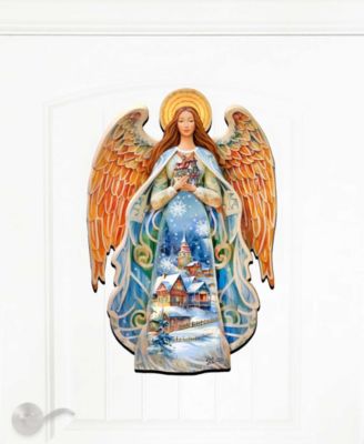 Guardian Angel Christmas Door Hanger Wooden Door Decor G. DeBrekht