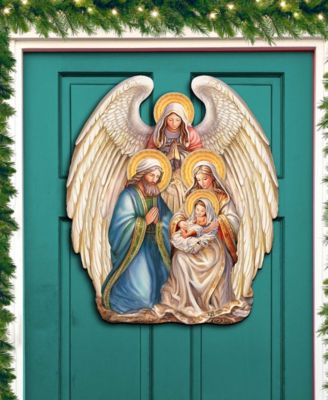 Nativity with Angel Christmas Wooden Door Decor Wall Decor G. DeBrekht