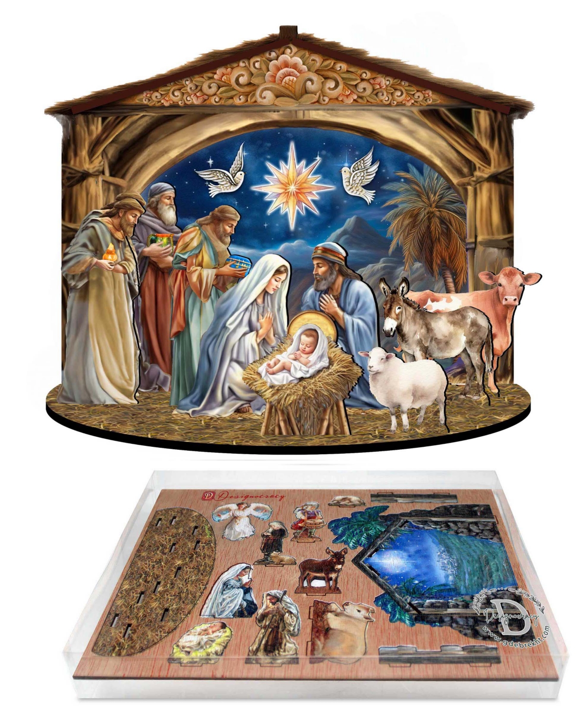 Shop Designocracy The Birth Of Jesus Christmas Nativity Scene Village 12" Mantel Decor G. Debrekht In Multi Color