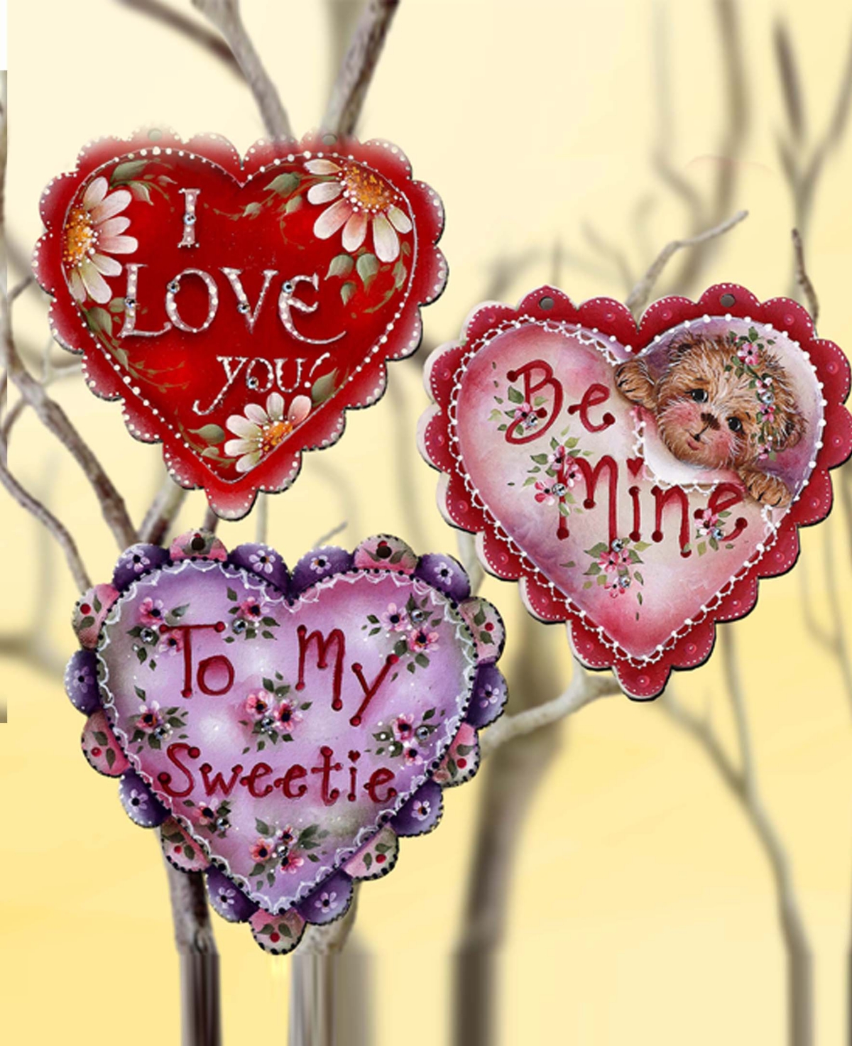 Designocracy Holiday Wooden Clip-on Ornaments Heart Of Love Set Of 6 J. Mills-price In Multi Color