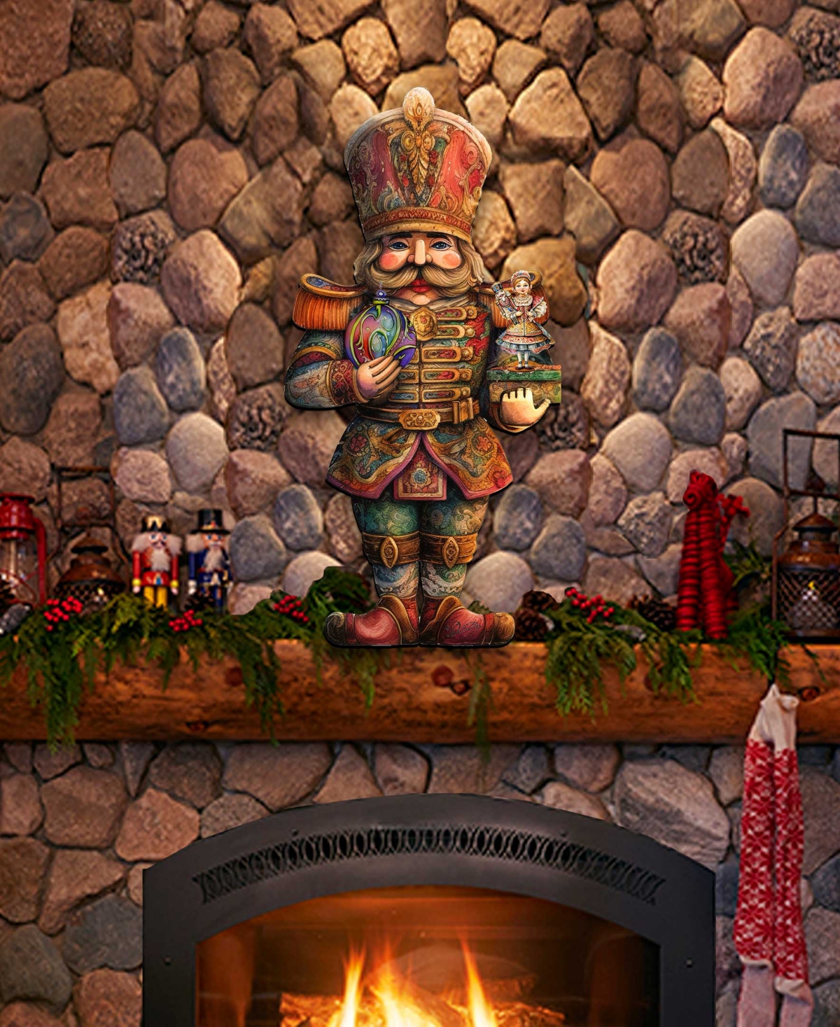 Clara and Nutcracker Prince Christmas Door Hanger Wooden Door Decor G. DeBrekht - Multi Color