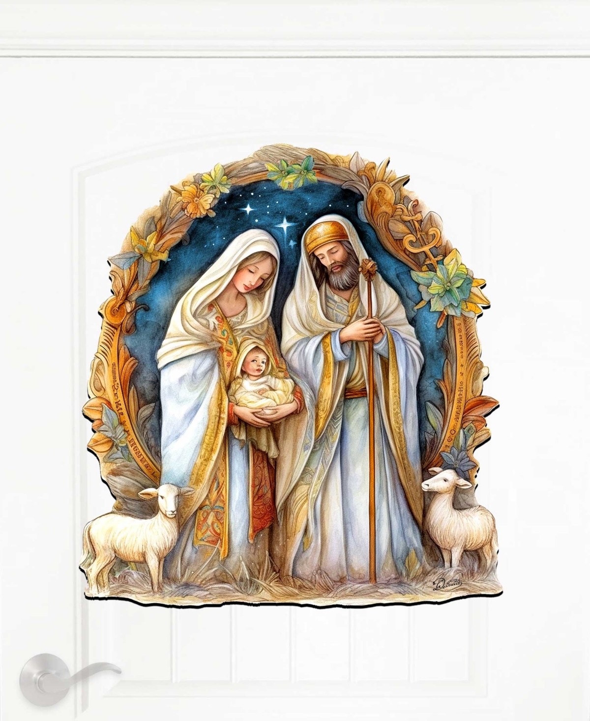 Shop Designocracy Nostalgic Nativity Scene Christmas Wooden Wall Decor Door Decor G. Debrekht In Multi Color