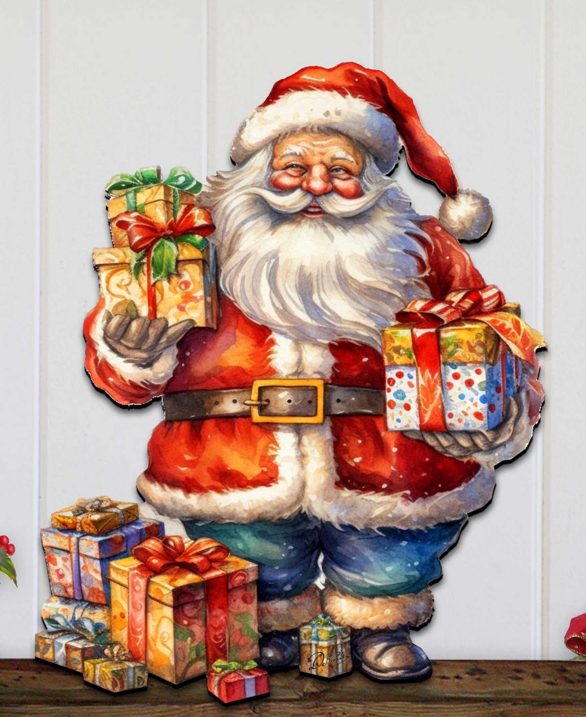 Designocracy Merry Delivery Christmas Wooden Door Hanger Door Decor G. Debrekht In Multi Color
