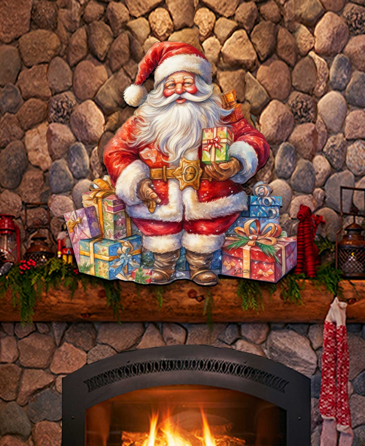 Designocracy The Joy Of Giving Christmas Wooden Door Decor Wall Decor G. Debrekht In Multi Color