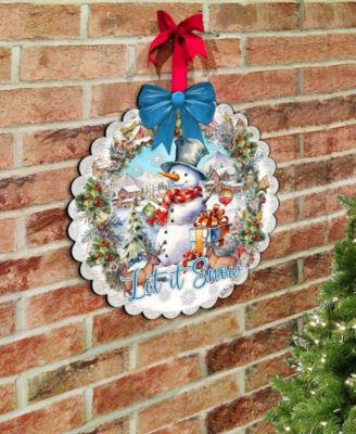 Let it Snow Christmas Wooden Door Decor Hanging Decoration G. DeBrekht
