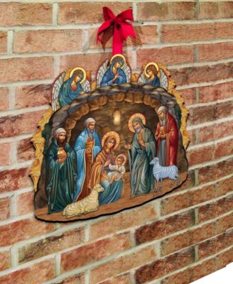 Orthodox Nativity Scene Christmas Wooden Door Hanger Door Decor G. DeBrekht