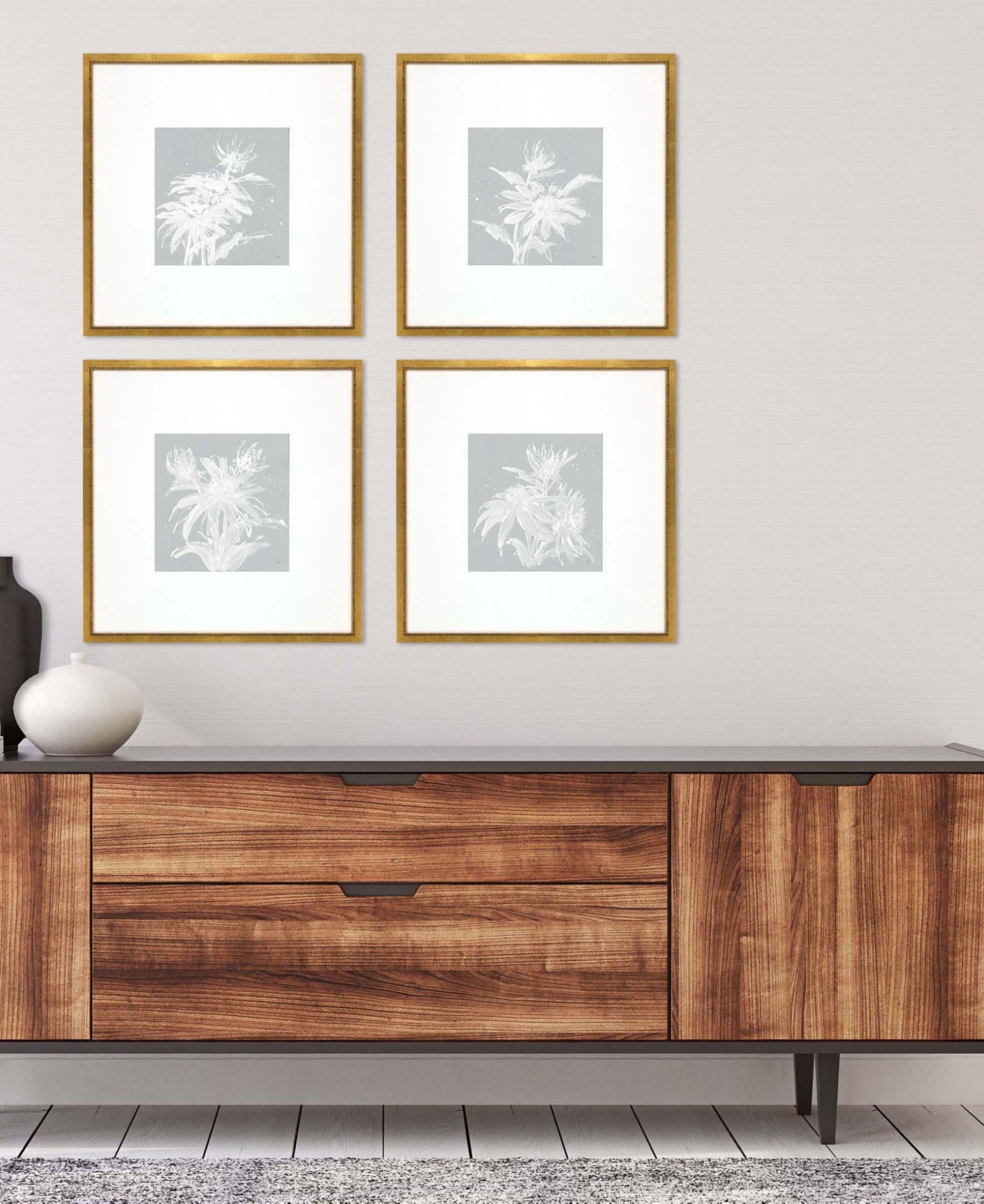 Paragon Picture Gallery Echinacea Framed Art, Set Of 4 In Blue