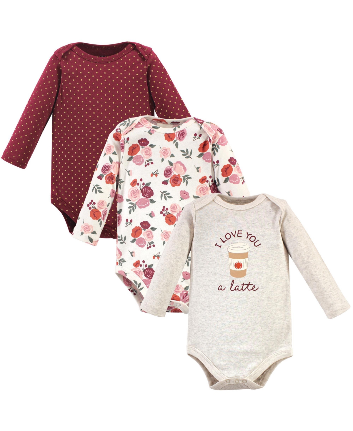 Hudson Baby Baby Girls Hudson Cotton Long-Sleeve Bodysuits 3-Pack - Pumpkin spice