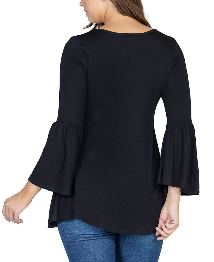 24seven Comfort Apparel Women's Bell Sleeve Flared Tunic Top Macy's