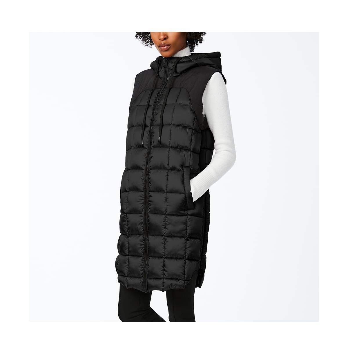 Women's Box Quilt Vest Jacket - Black