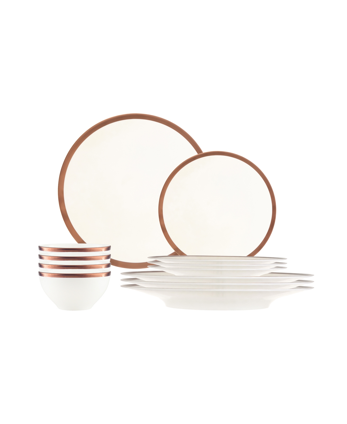 Copper Line 12 Piece Dinnerware Set, Service for 4 - White, Copper