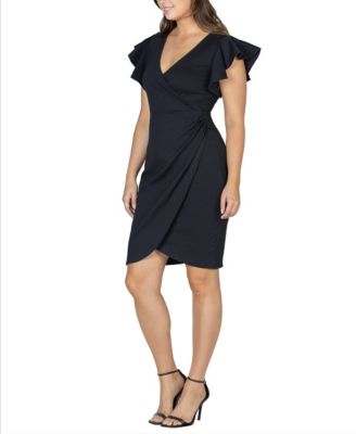 Women's V-neck Ruffle Sleeve Knee Length Dress