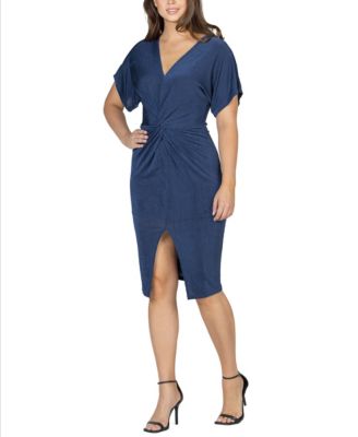 Women's Short Sleeve V-neck Twist Front Dress