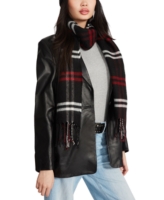 Steve Madden Plaid Fringe-Trim Blanket Scarf - Black Multi