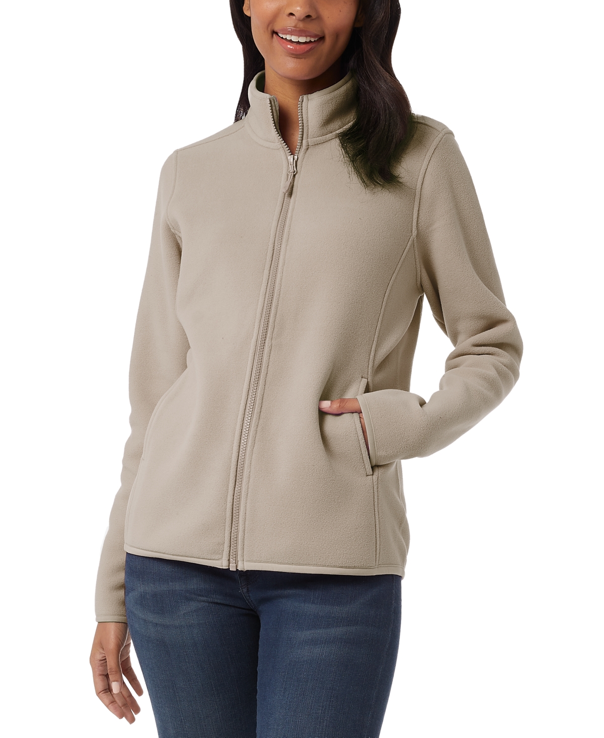 32 Degrees Women's Fleece Zippered Mock-neck Sweatshirt In Chateau Grey