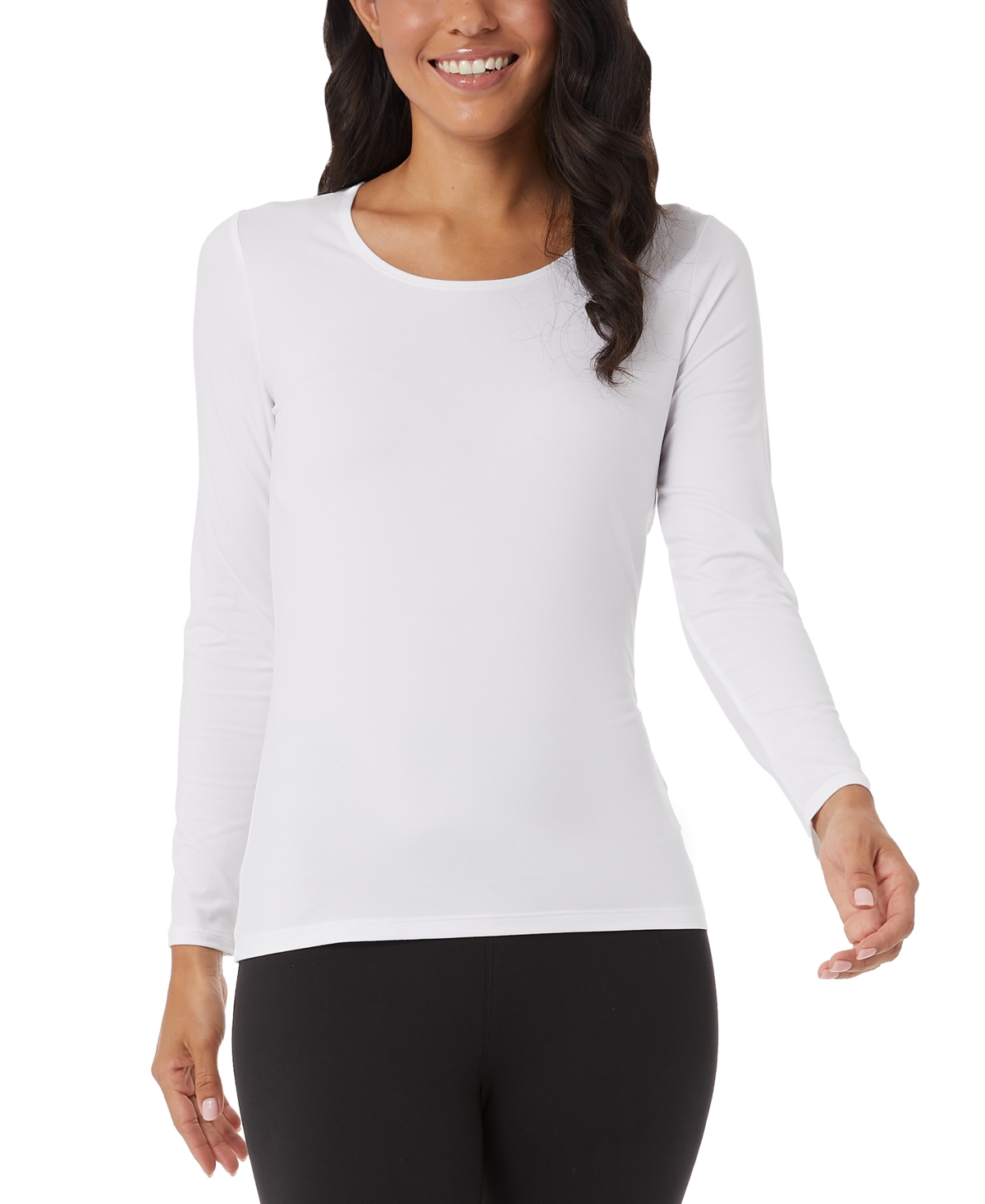 32 Degrees Women's Scoop-neck Long-sleeve Top In White