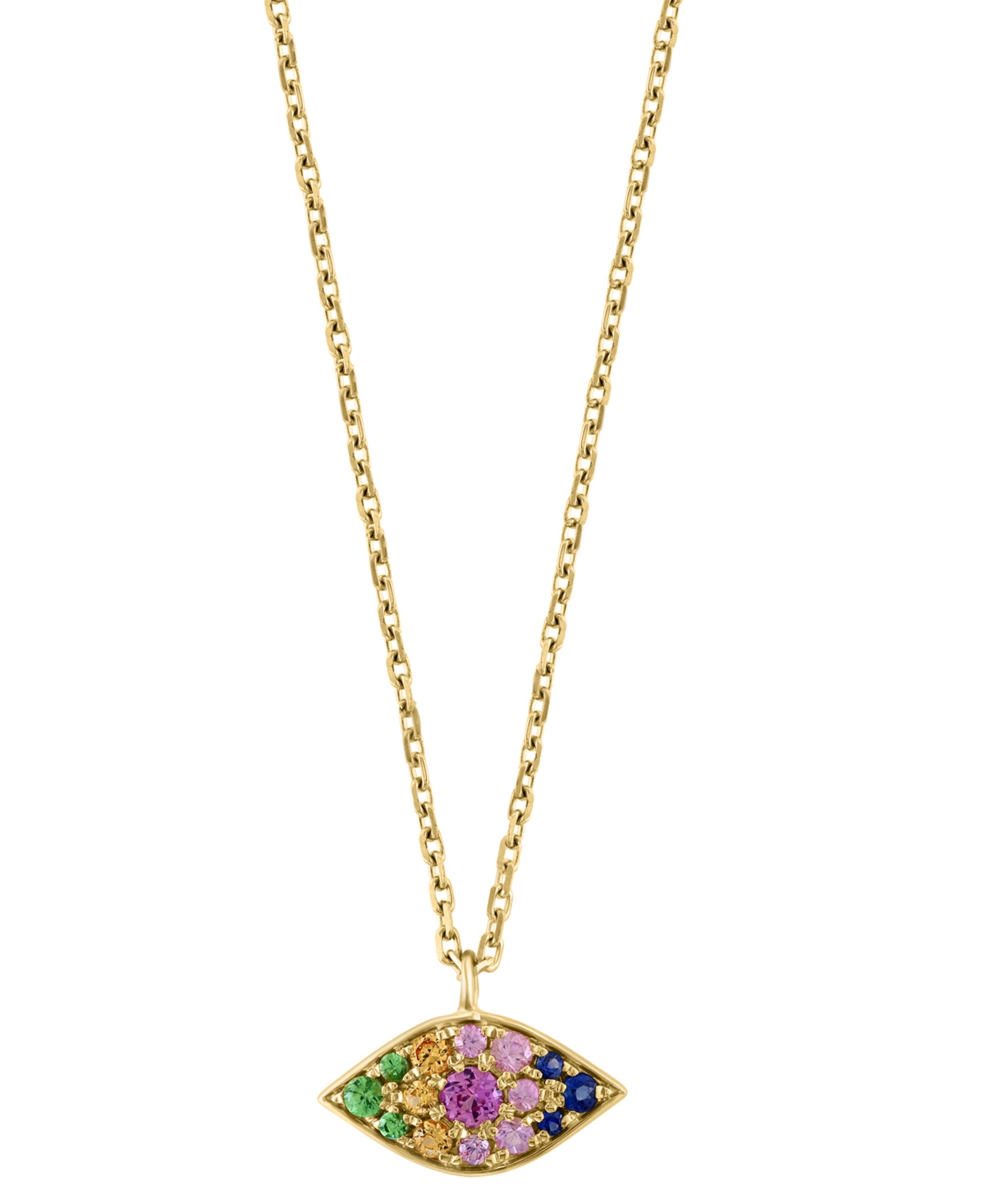 Effy Collection Effy Multi-gemstone Evil Eye 18" Pendant Necklace (1/3 Ct. T.w.) In 14k Gold-plated Sterling Silver In K Gold Over Sterling Silver