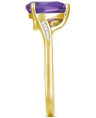 Amethyst (1-1/3 ct. t.w.) & Lab-Grown White Sapphire (1/10 ct. t.w.) Pear Swirl Ring in 14k Gold-Plated Sterling Silver (Also in Additional Gemstones)