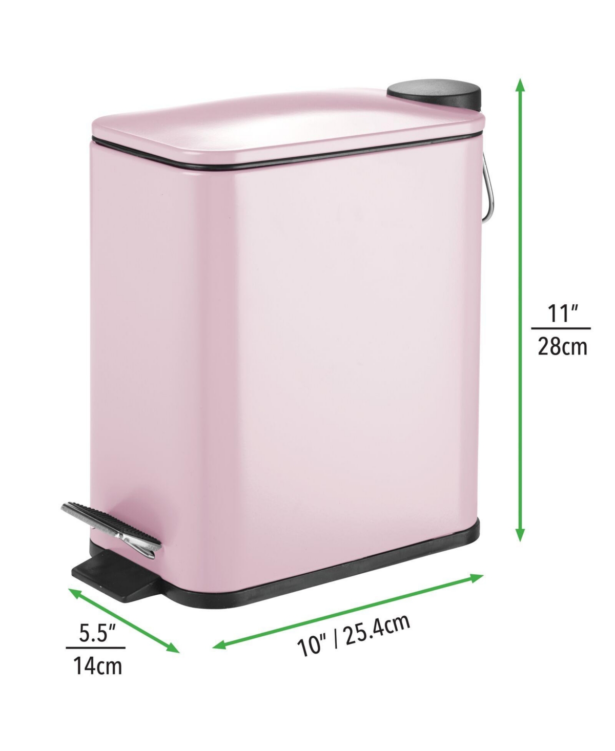 mDesign Small Plastic 2.25 Gallon Slim Trash Garbage Wastebasket Bin, Light  Pink