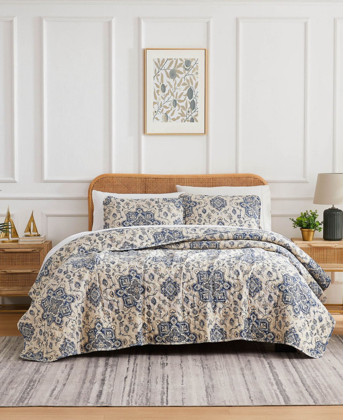 Southshore Fine Linens Persia Oversized 2 Piece Quilt Set, Twin/twin Xl In Indigo