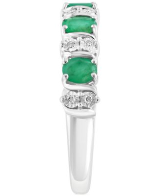 EFFY&reg; Emerald (1-1/20 ct. t.w.) & Diamond (1/20 ct. t.w.) Ring in Sterling Silver (Also in Ruby & Sapphire)