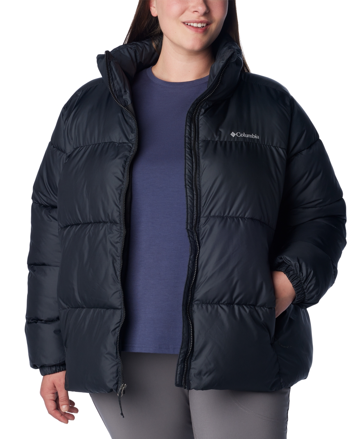 Shop Columbia Plus Size Puffect Insulated Puffer Jacket In Black