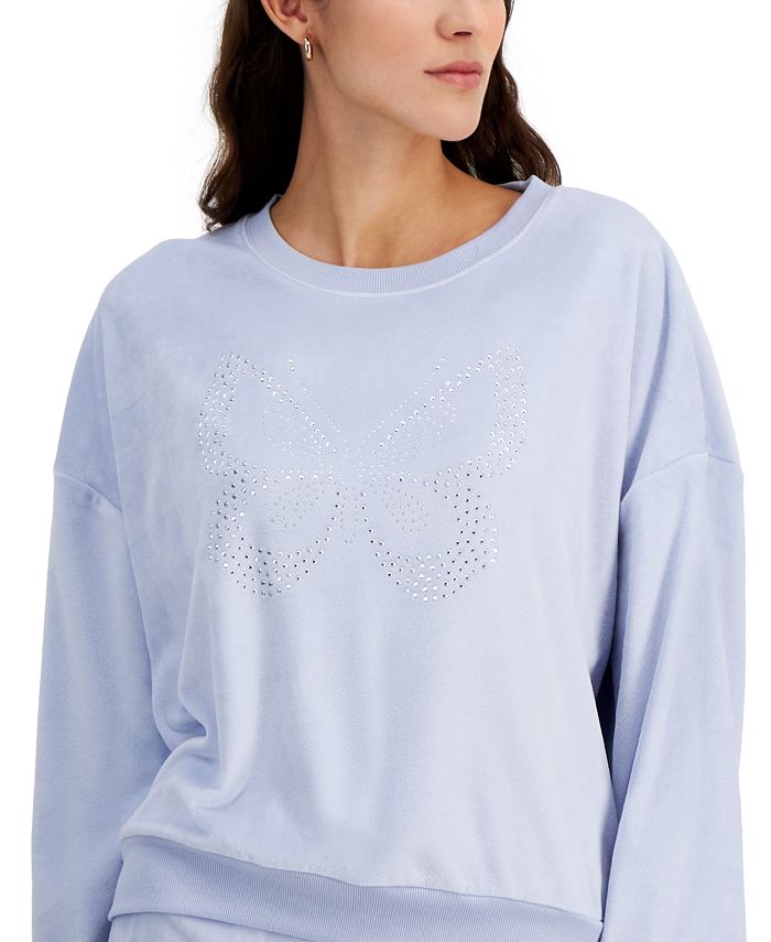 Grayson Threads, The Label Juniors' Butterfly Velour Sweatshirt - Macy's