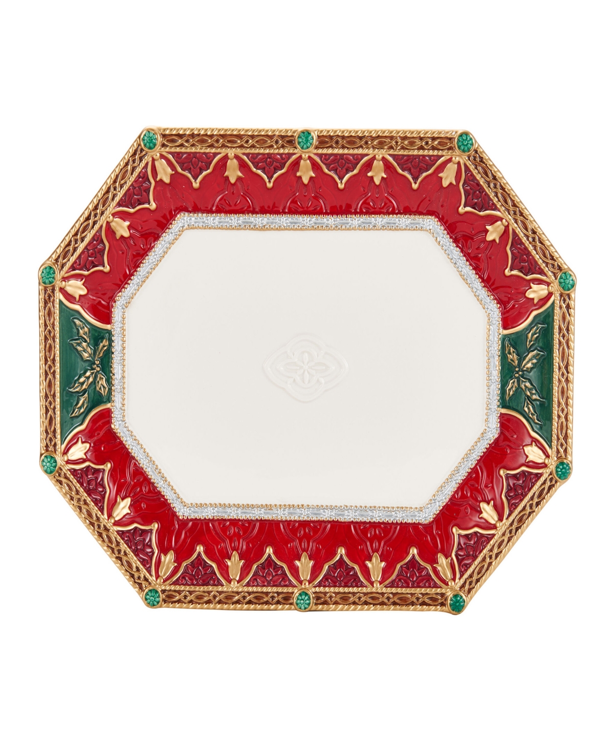 Fitz And Floyd Noel Holiday Large Platter, 16-in X 12-in In Red