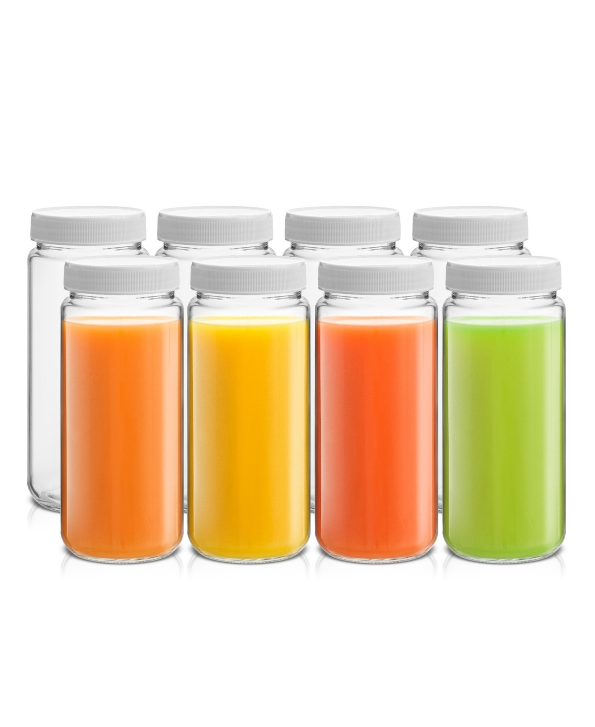 Joyjolt Glass Canning Juice Bottles With Lids, Set Of 8 In Clear