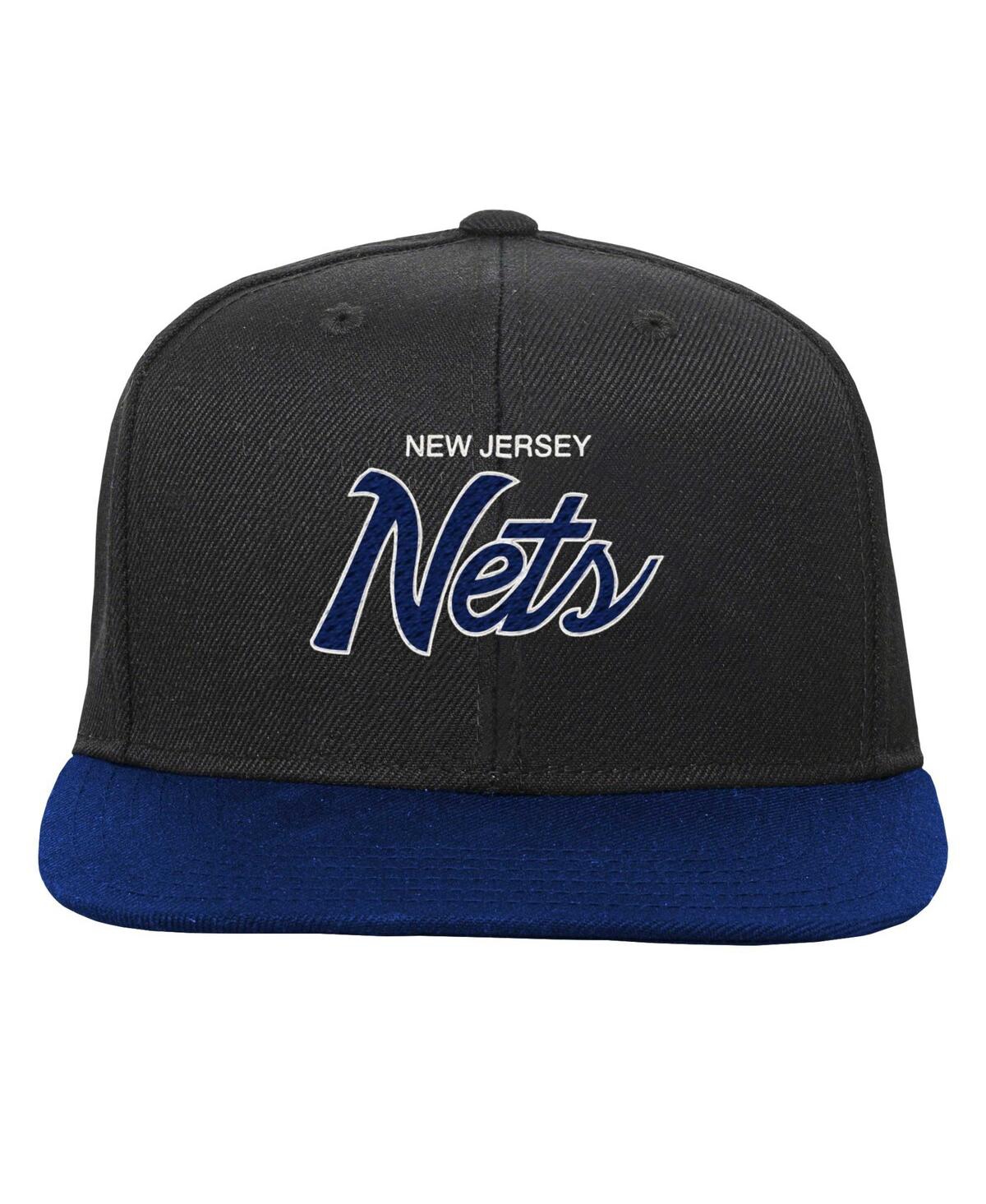 Shop Mitchell & Ness Big Boys And Girls  Black New Jersey Nets Team Script Snapback Hat
