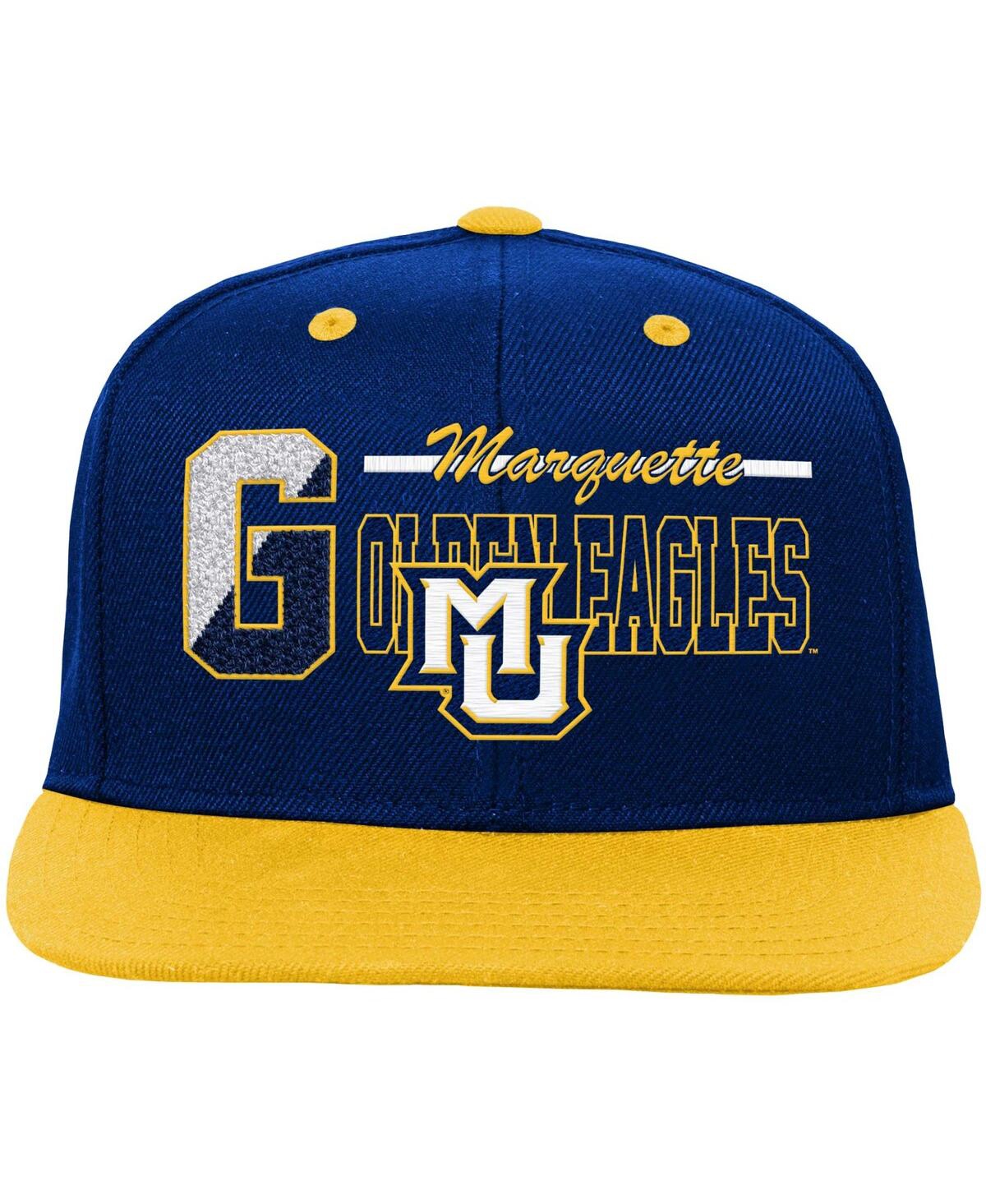 Mitchell & Ness Big Boys And Girls  Navy Marquette Golden Eagles Varsity Letter Snapback Hat In Navy